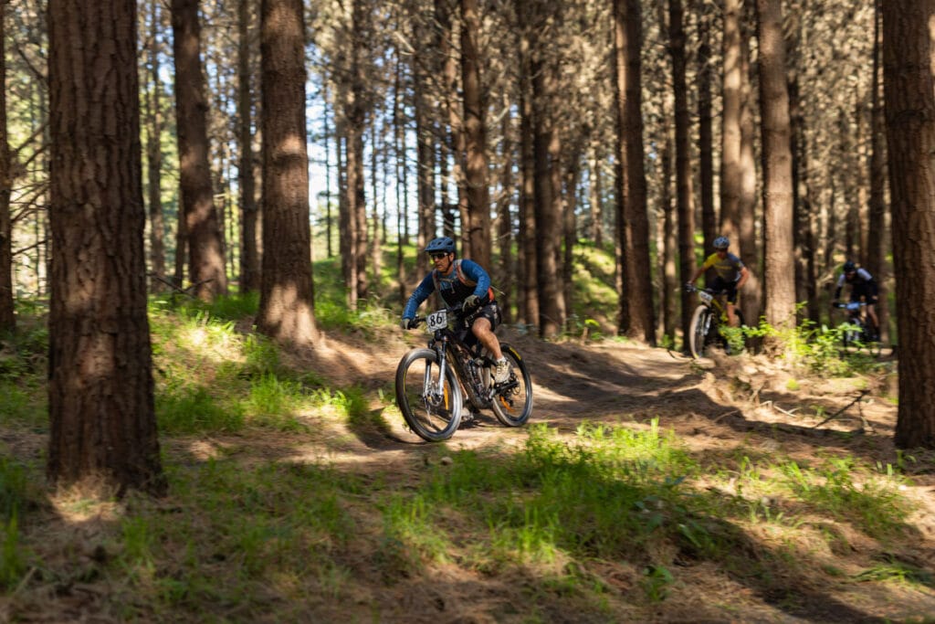 Mountain bikers riding at Target Reserve in Foxton